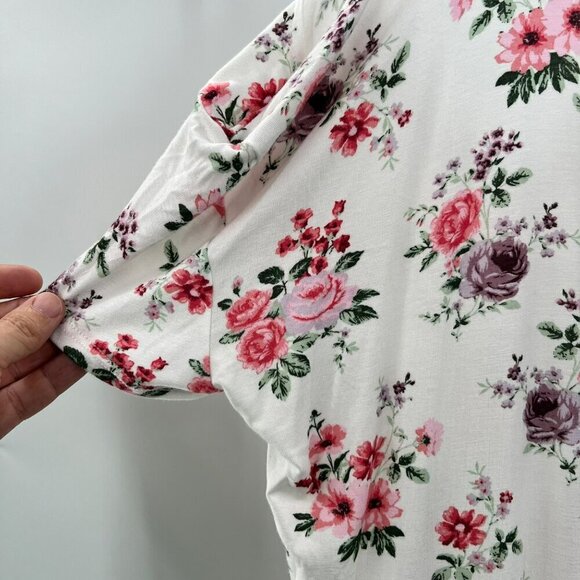 No Comment Cold Shoulder Short Sleeve Floral Top Hi-Low Womens Size Small - Picture 6 of 12